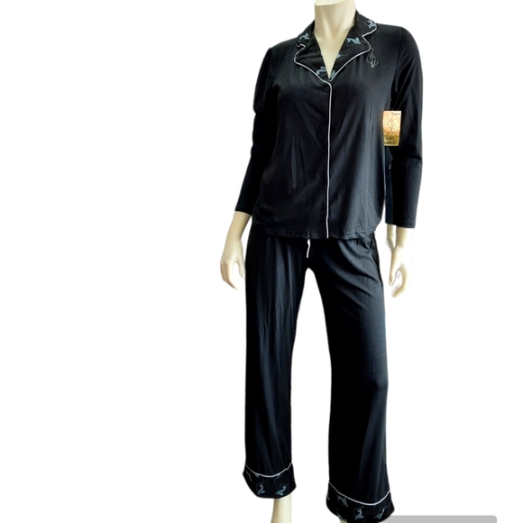 Baby Phat Pants - NEW Baby Phat Ladies Black Loungewear Pajama Top & Pants Set Sz Large